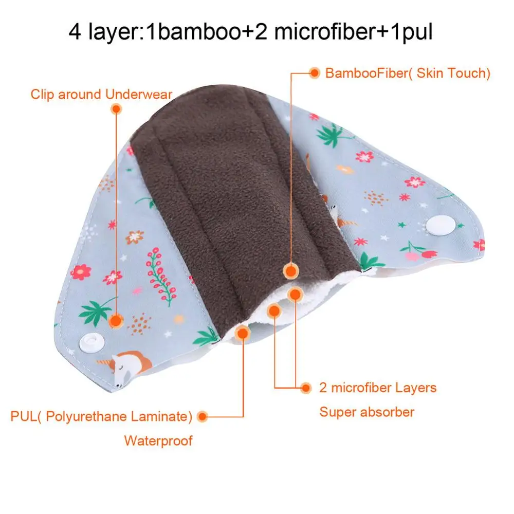 Многоразовая подкладка для трусиков с 1 влажной сумкой водонепроницаемая