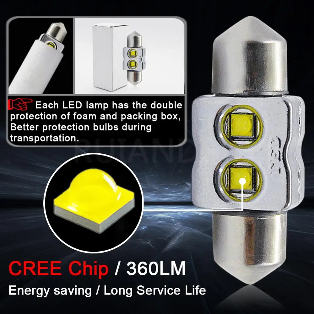 2pcs AC12-24V error free C5W C10W LED 31/36/39/41mm CANBUS 10W/15W Car Festoon Roof Light Auto Interior Dome Lamp Reading Bulb | Автомобили