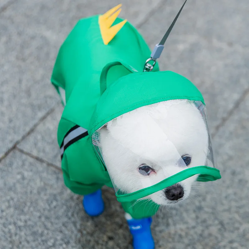 

Pet Dog Waterproof Raincoat Jumpsuit Reflective Rain Coat Hooded Waterproof Jackets Small Dog Outdoor Clothes Pet Supplies