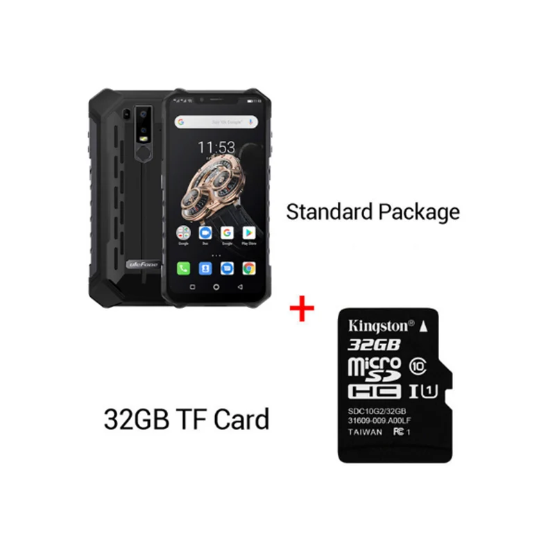 Ulefone Armor 6S 6," Helio P70 Android 9,0 6 ГБ 128 Гб Смартфон Беспроводная зарядка 16 МП Восьмиядерный NFC OTG прочный мобильный телефон - Цвет: Black N 32GB Card