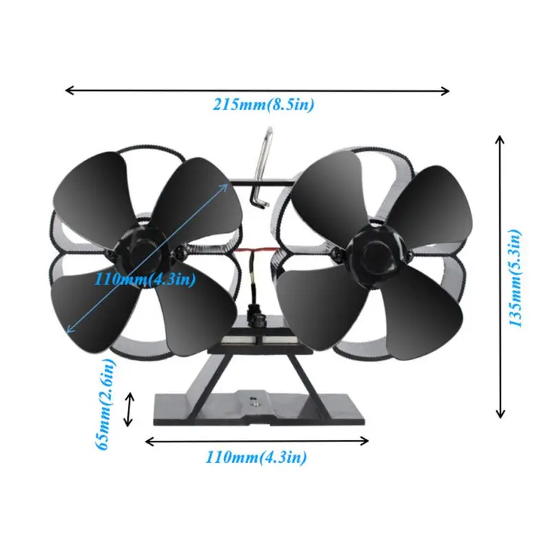 

Double Motor 8 Blades Heat Powered Stove Fireplace Eco Fan Silent Fuel Saving Wood Log Burner Heater