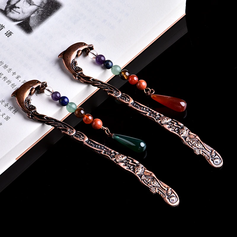 1 шт. закладка в виде дельфина из семи чакр с натуральным кристаллом|Камни| |