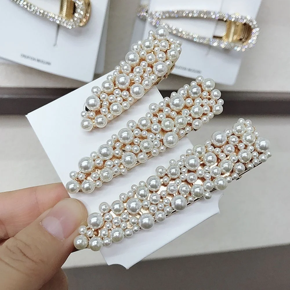 Корейские заколки для волос в форме сердца с искусственными квадратными