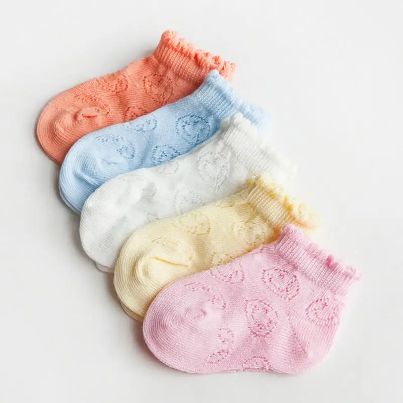 

5 Pairs/set Summer Colorful Baby Boys Girls Socks Cotton Solid Color Mesh Summer Newborn Infant Toddler Kids For Baby Kids