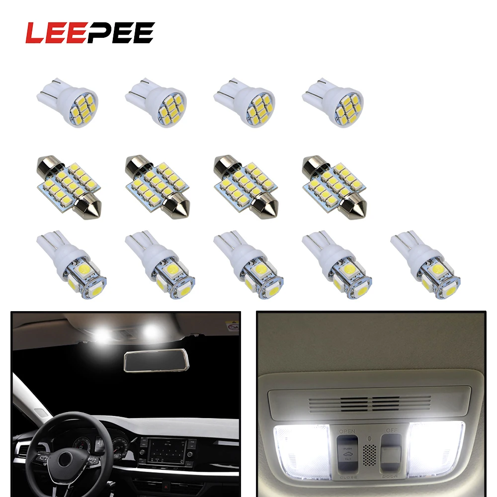 LEEPEE 13 шт./компл. T10 5050 5smd 12V 31 мм 12smd 1206 8smd чтение купольная лампа номерной знак лампы