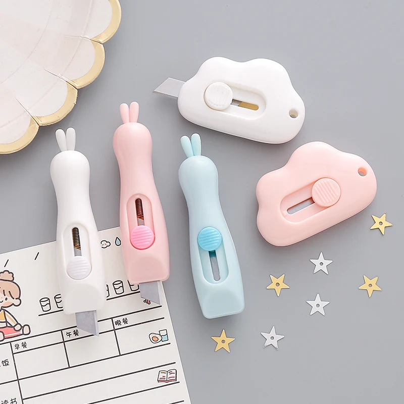 Cute animal rabbit Cloud Mini Portable Utility Knife Paper Cutter Cutting Paper Razor Blade Office Stationery Escolar Papelaria  - buy with discount