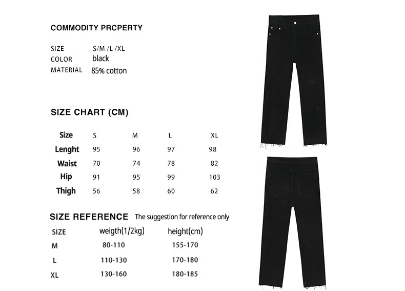 

Spring Men/Women Black Casual Slimming Japanese Jeans Pencil Straight Trousers Rough Selvedge Ninth Pants