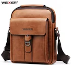Роскошная брендовая винтажная сумка-мессенджер WEIXIER, мужские кожаные сумки через плечо, деловые повседневные коричневые сумки через плечо для мужчин, маленькие ранцы