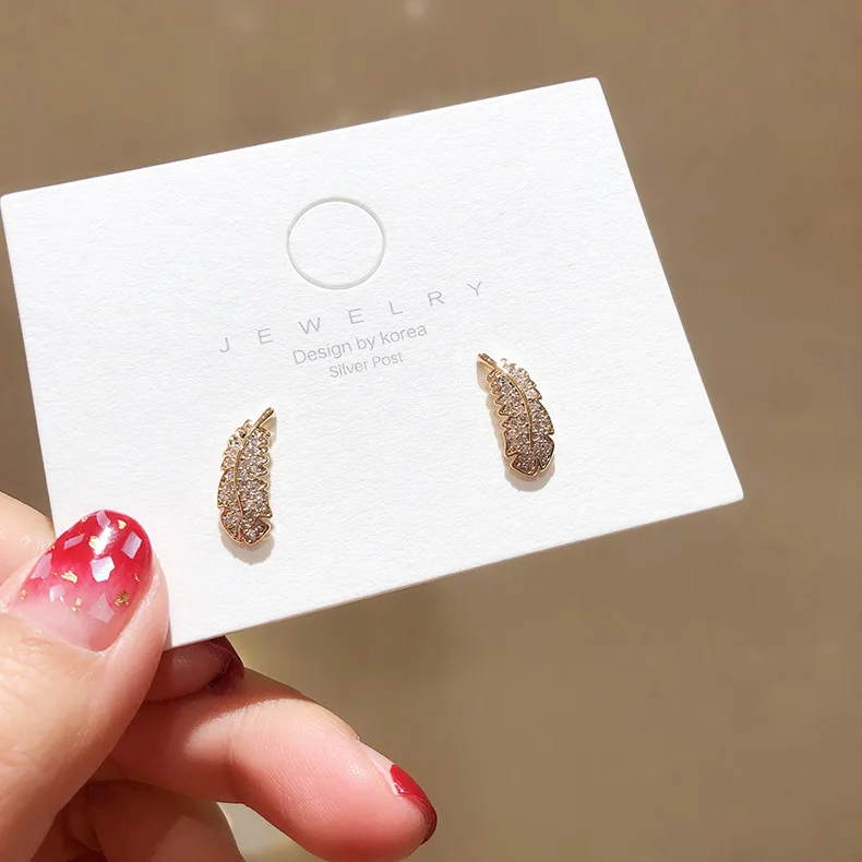 Циркон перья и листья серьги для женщин ювелирное изделие ушей свадебные