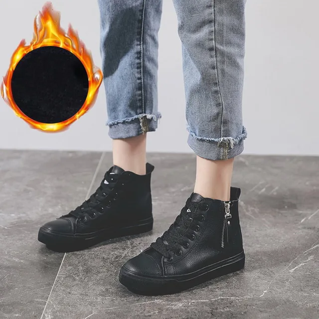 Новые зимние кожаные повседневные туфли белые женские сапоги на молнии высокие