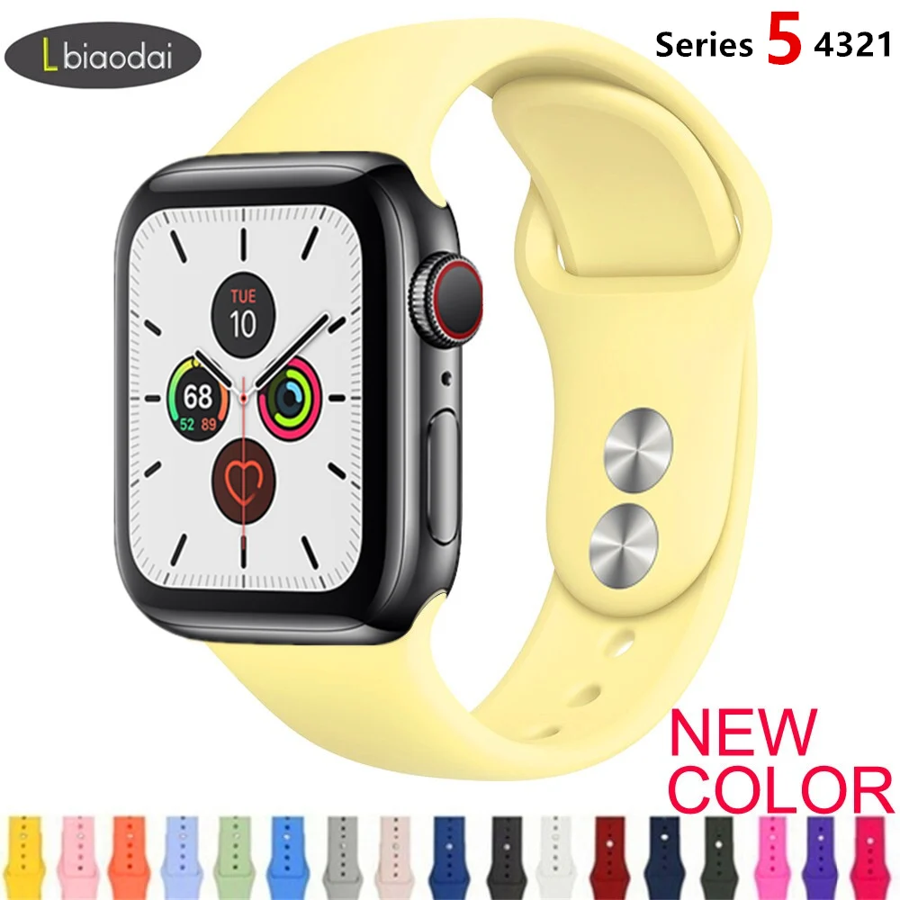 Ремешок для Apple Watch 38 мм 42 мм iWatch 4 ремешка 44 мм 40 мм спортивный силиконовый ремень браслет Apple watch 5 4 3 2 Аксессуары для ремешка