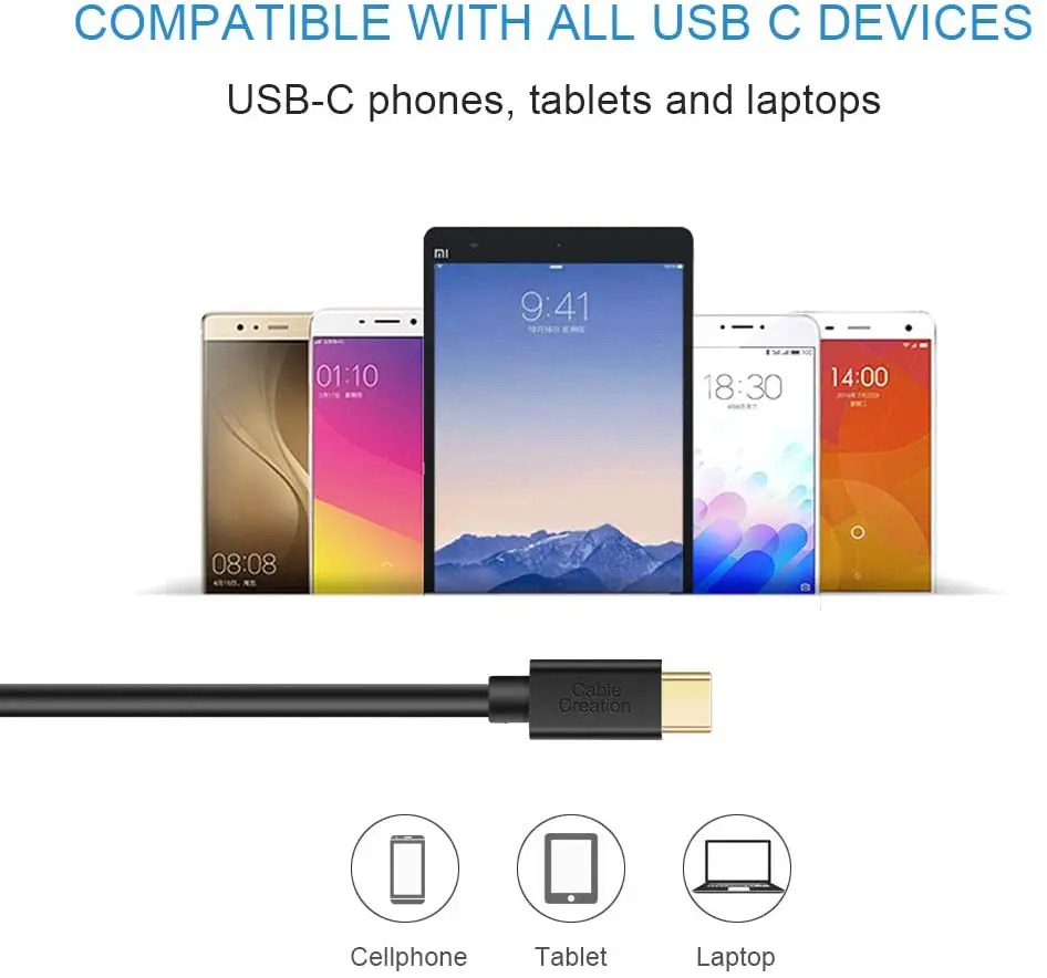 Кабель USB C типа кабель для быстрой зарядки 3 А совместимый с MacBook(Pro) Galaxy S10/S9 + Pixel2XL |