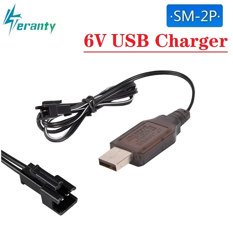 

100Pcs 6V 250mAh USB Charger For Ni-Cd Ni-MH Battery Pack SM-2P SM Plug Input DC 5V Output 6V Charger for RC toys Battery