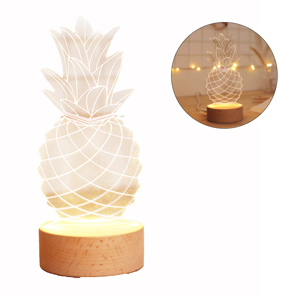 Ночник 3D в форме ананаса милый офисный декоративный светильник Настольный и