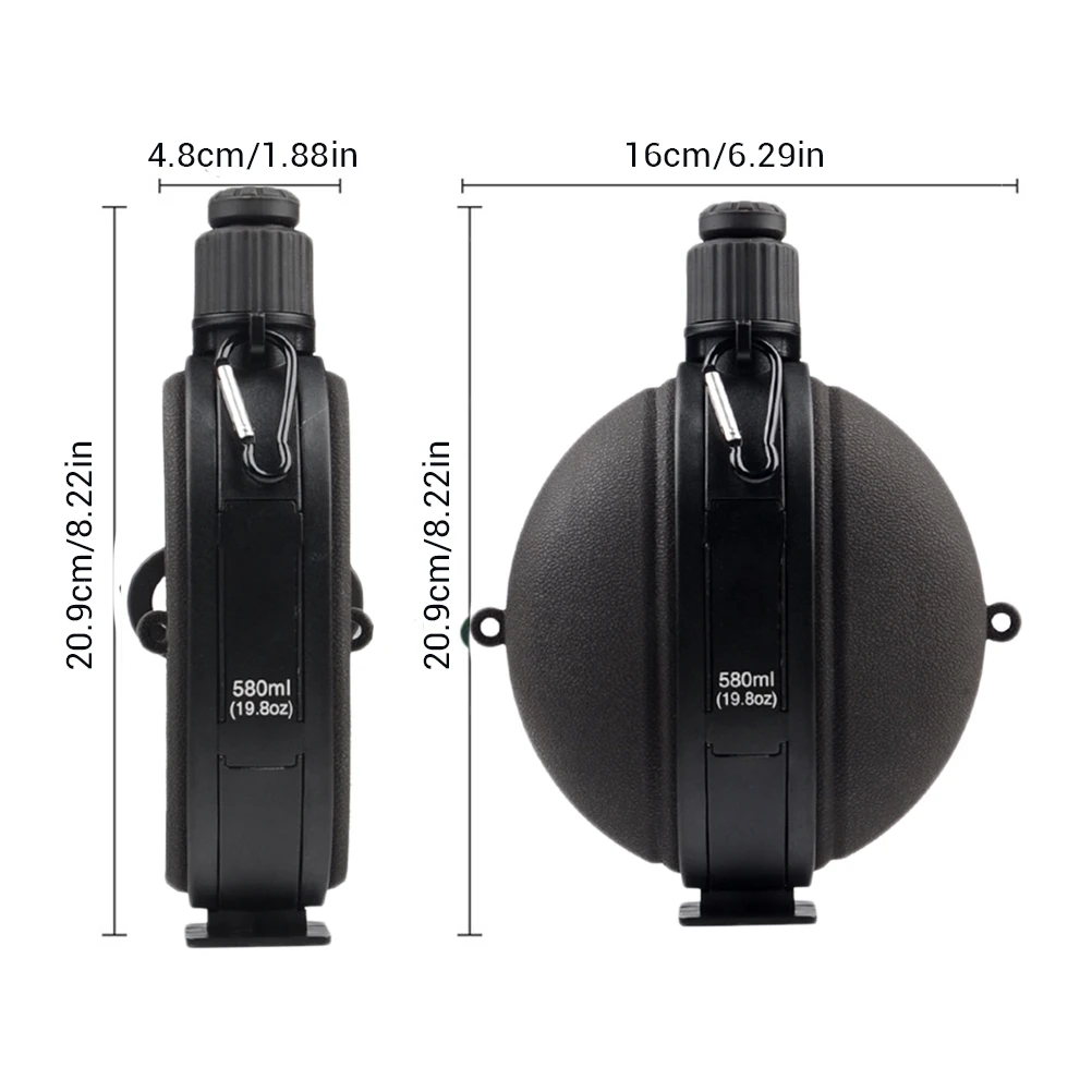 

600ml Silicone Portable Bottle Flat Sports Bottle With Compass Water bottle Military Water Folding Silicone Cup Outdoor Kettle