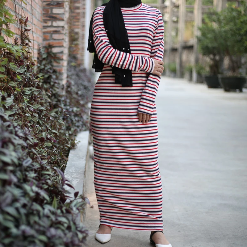 Siskakia/платье карандаш длиной до щиколотки Длинное платье в полоску Облегающее