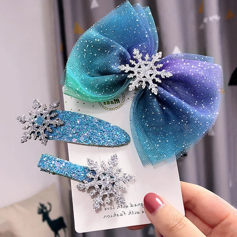 3 шт. головные уборы костюмы Аксессуары для принцессы Эльзы заколки волос девочек