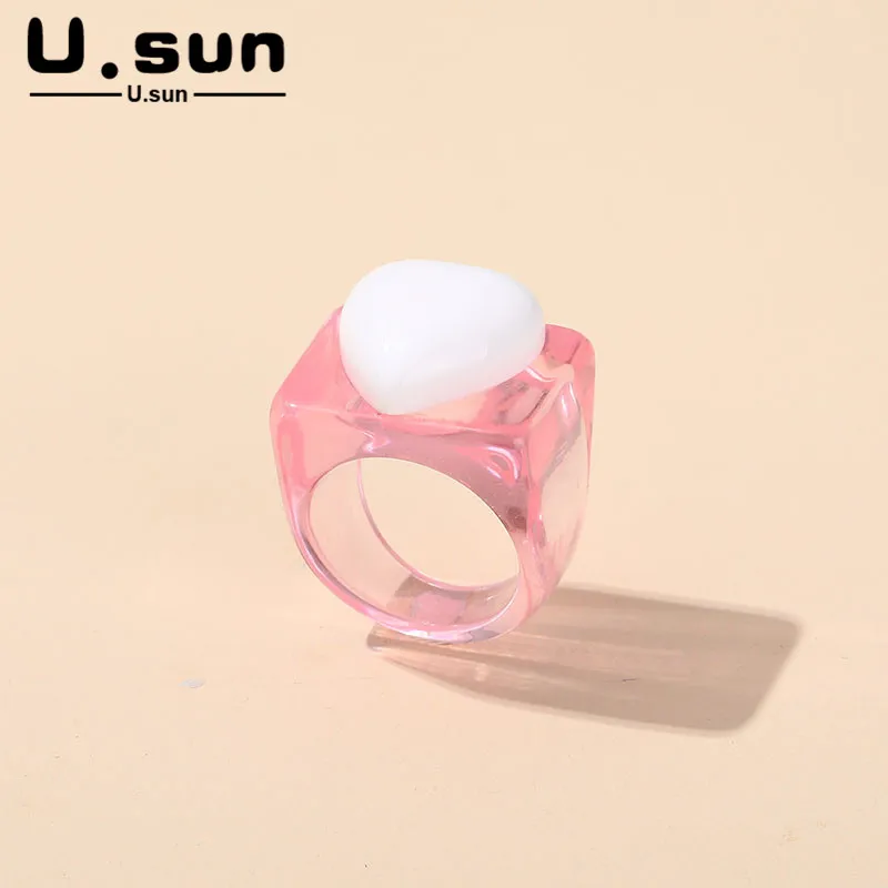 Модные Акриловые массивные кольца U.sun в форме сердца для женщин минималистичные