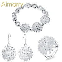 aimarry wedding jewelry set 925 silver rose flowers bracelet earrings ring sets for women fashion jewelry