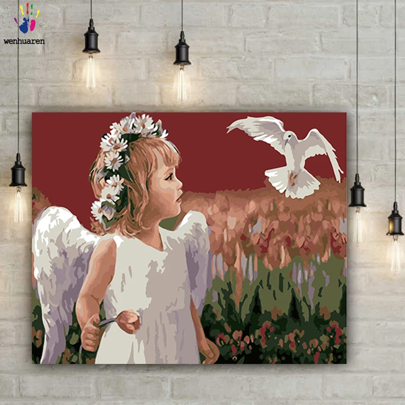 Сделай Сам картинки для раскраски по номерам с цветным маленьким ангелом картина