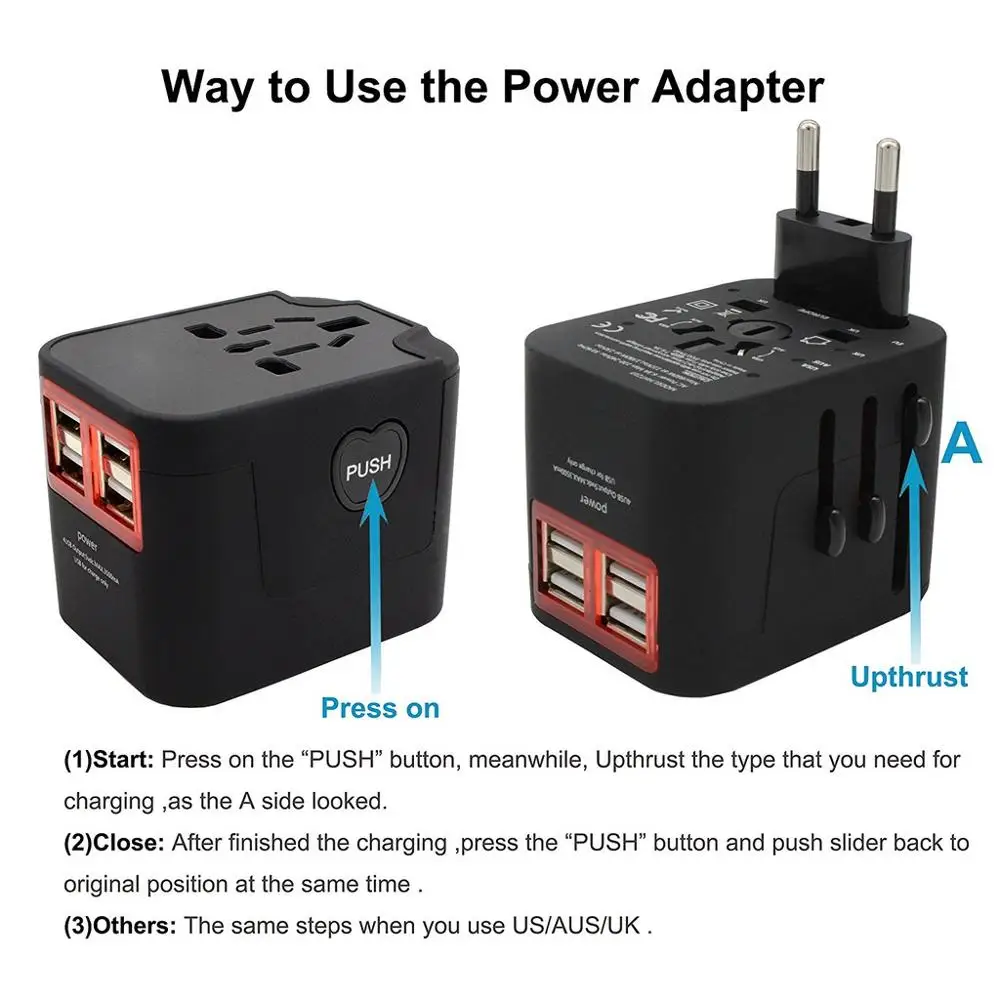 LYBALL Международный дорожный адаптер по всему миру зарядное устройство 4 USB