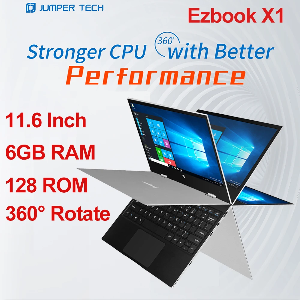 

Jumper Ezbook X1 Laptop 11.6 Inch 6GB RAM 128 ROM Intel Quad Core CPU FHD 1920*1080 IPS Touch Screen 360° Rotate Notebook