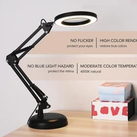 foldable professional 5x magnifying glass desk lamp magnifier led light reading lamp with three dimming modes usb power supply