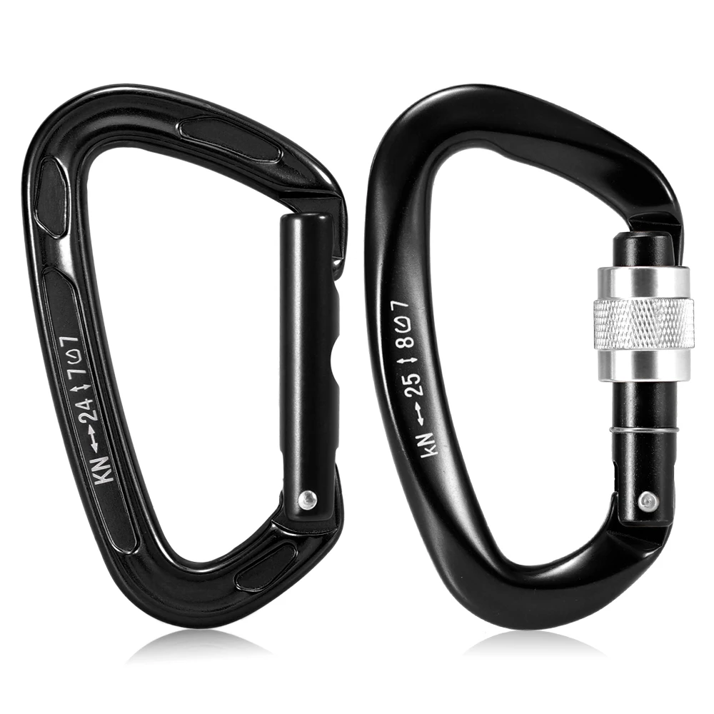 Открытый 24KN Поворотный замок карабин Авто d-кольцо Пряжка для скалолазания Rappelling