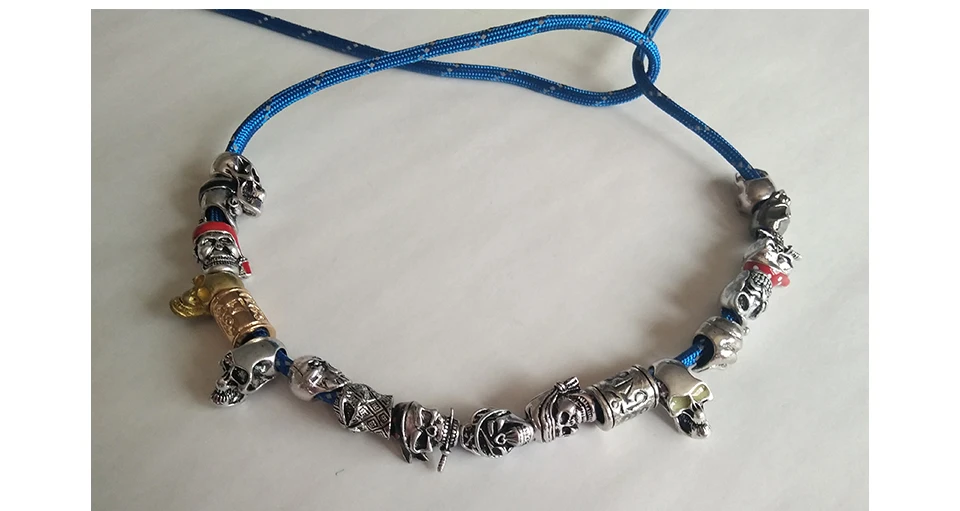 

YOUGLE 5 pcs/lot Metal Skull Beads Cylindrical String Beads For DIY Paracord Bracelets and other Paracord Project Hole Pendant