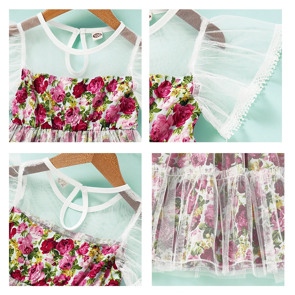 

Toddler Kids Baby Girls Striped Dress Summer Ruffle Dress Short Sleeve Party Dresses 2-7T