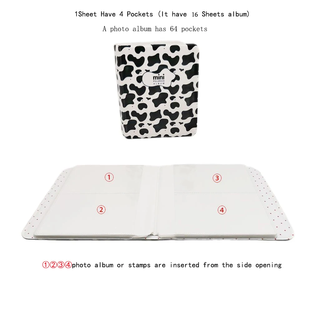 Фотоальбом Instax Mini с коровьим узором 64 кармана 3 дюйма | Дом и сад