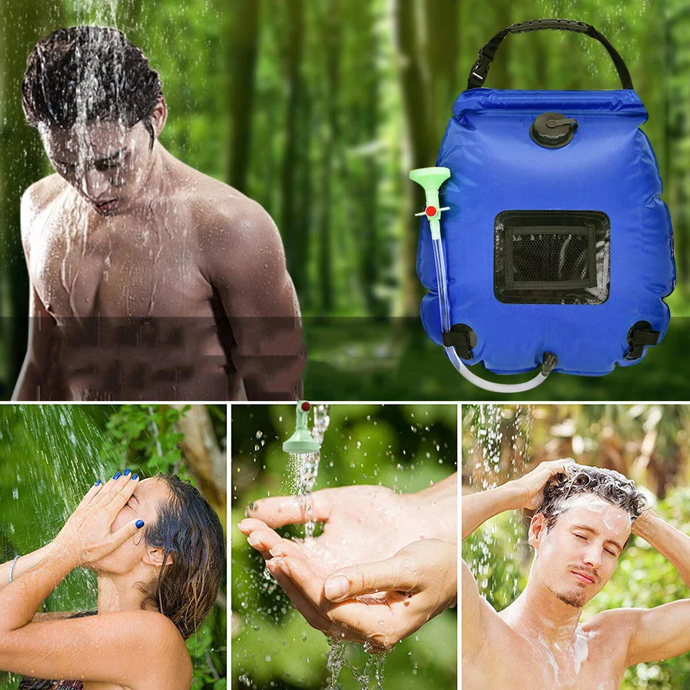

Water Bags 20L Outdoor Camping Hiking Solar Shower Bag Heating Camping Shower Climbing Hydration Bag Hose Switchable Shower Head