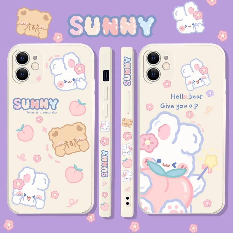 

Cartoons Case For iPhone 12 11 XR Full Protector Luxury Cover For iPhone 12 Pro Max Xs Max 7 Plus 8 X Fundas Lovely Kawaii Coque