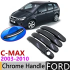 Черная накладка на дверную ручку из углеродного волокна для Ford C-MAX C MAX MK1 2003  2010 2004 2005 2006 2007 2008 2009 автомобильные аксессуары, набор хромированных стикеров