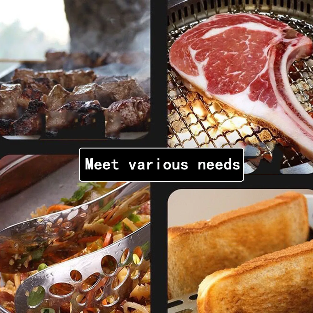 

25.3CM 304 Stainless Steel Fried Fish Clip Steak Clip Hollow Food Clip Kitchen Clip Bread Clip Baking Barbecue Clip
