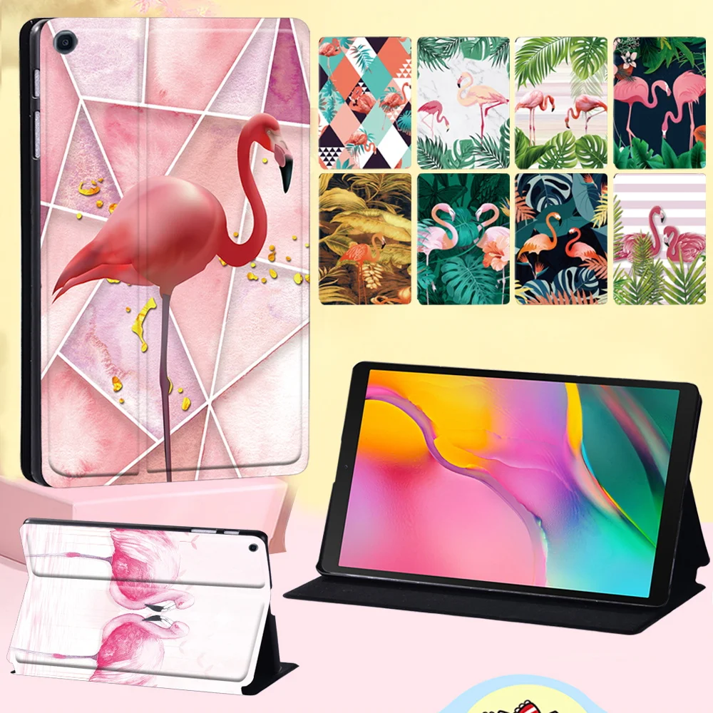 

For Samsung Galaxy Tab A (T290/T295) 2019 Anti-fall Tablet Case Flamingo Pattern Series Leather Stand Flip Cover Case 8 Inch