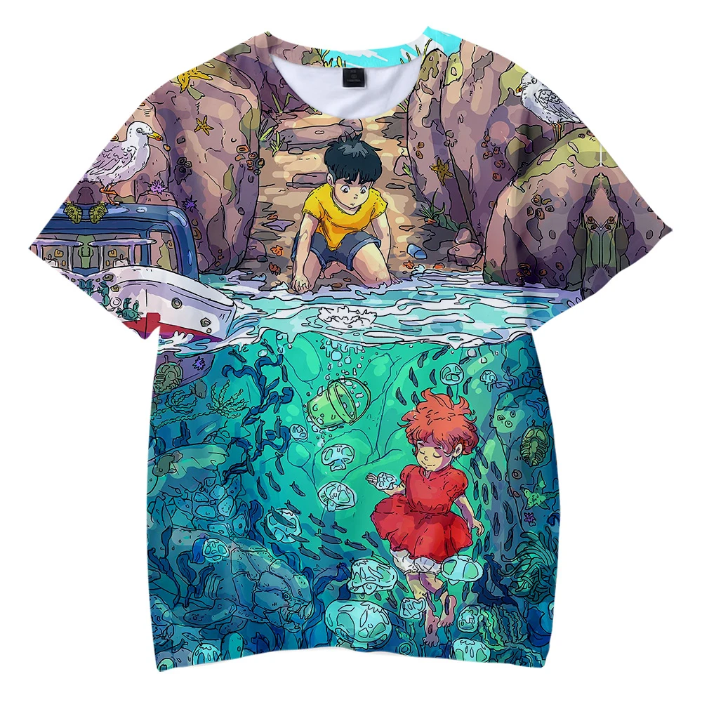 

Kawaii Ponyo on the Cliff 3D T shirt Boys/Girls Fashion Cute Kids T-shirt Print Ponyo on the Cliff Chidren Short T-shirt Tees