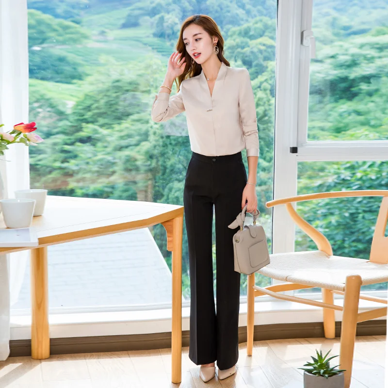 Штаны с драпировкой и поясом-колоколом прямые завышенной талией в Корейском