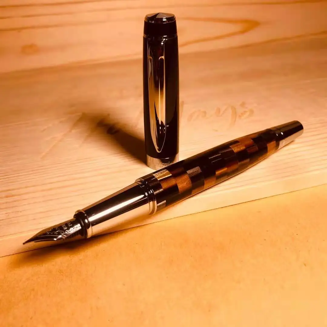 

BN Coffee Fountain Pen Resin Ink Pen M Nib Silver Clip Converter Filler Stationery Office school supplies writing gift