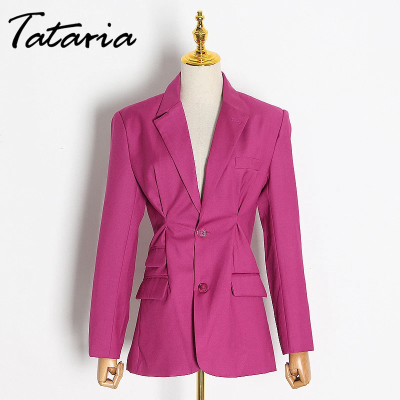 

Tataria jacket FOR women Leisure suit jacket with roll sleeves summer thin blazer jacket womens white blazer loose cardigan coat