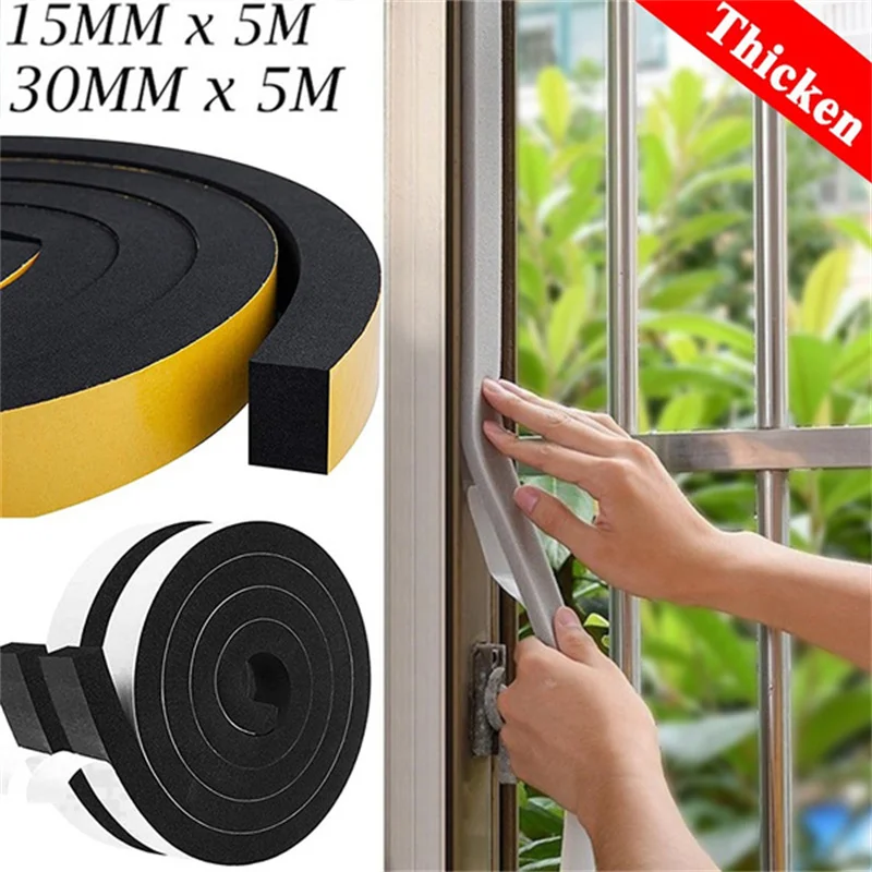 

5m Thicken Self Adhesive Foam Tape Door Sealing Strip Noise Insulation Anti-Collision Window Super Strong EVA Single Side Tape