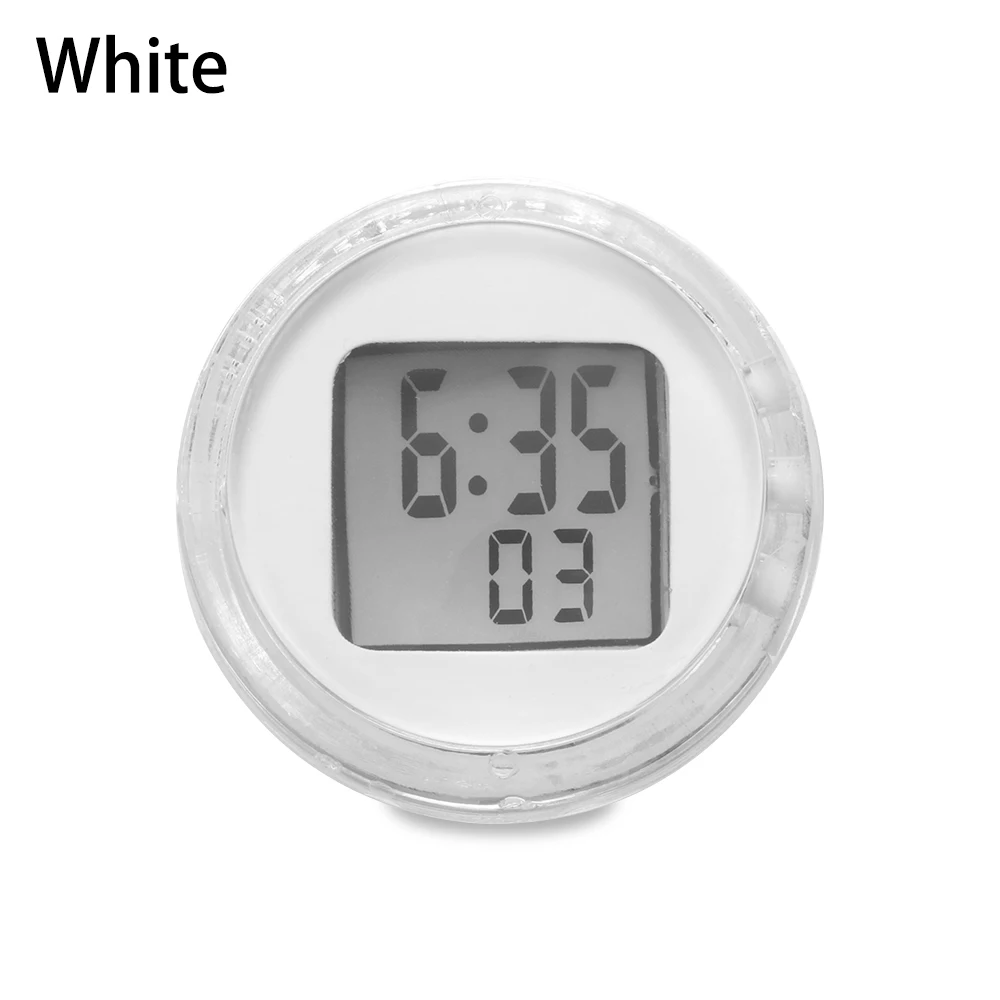 WHITE 1 шт. мини-часы для мотоцикла часы водонепроницаемые палка-на кронштейн для мотоцикла часы цифровые часы для стайлинга автомобилей - Цвет: WHITE