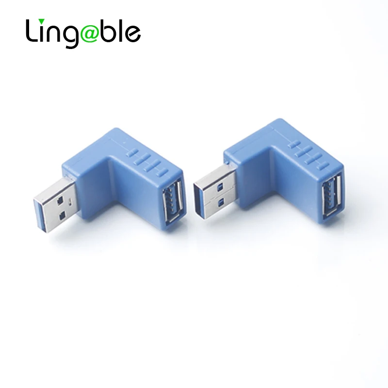 

Lingable Super Speed USB 3.0 Extension A Male to Female M/F Adapter Right Angle 90 Degree Connector Blue Converter