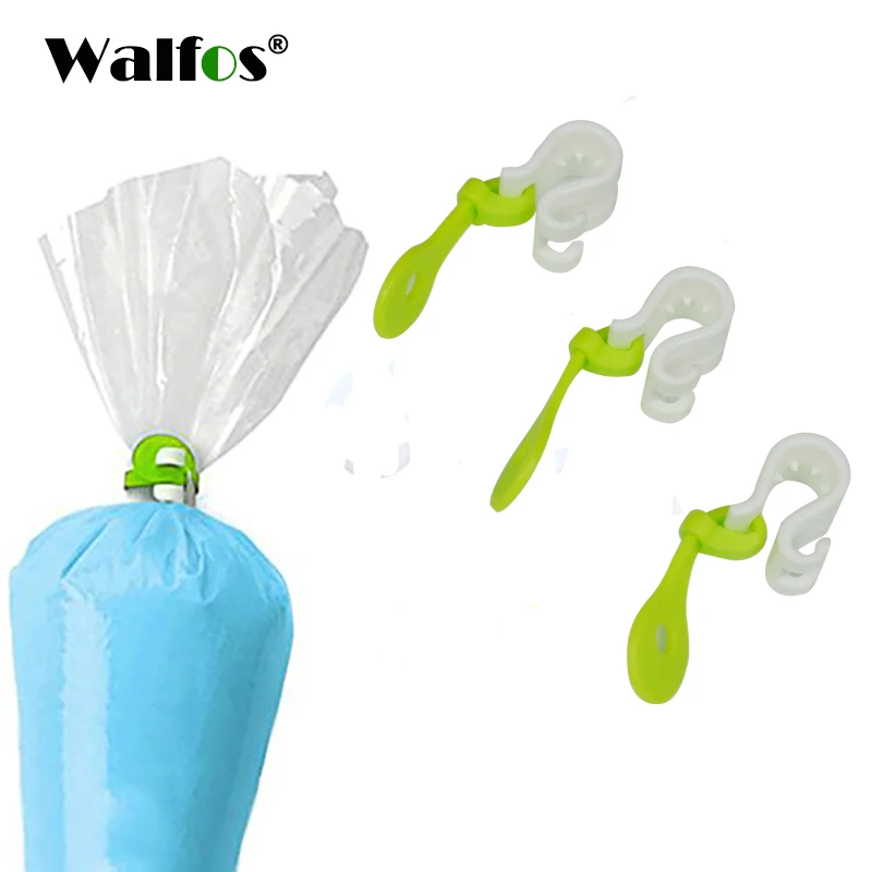 

WALFOS 3 Pieces Cake Decorating Bag Clips Frosting Piping Bags Icing Cake Cupcakes Ice Piping Bag Buckles Reusable Baking Tools