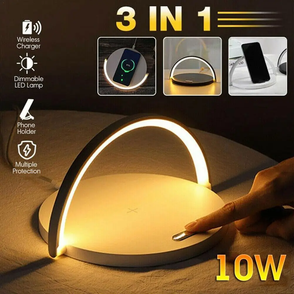 

2021 LED Desk Lamp With Fast Wireless Charger Usb Rechargeable Table Bedside Light Home Decor Lamp Drop Shipping