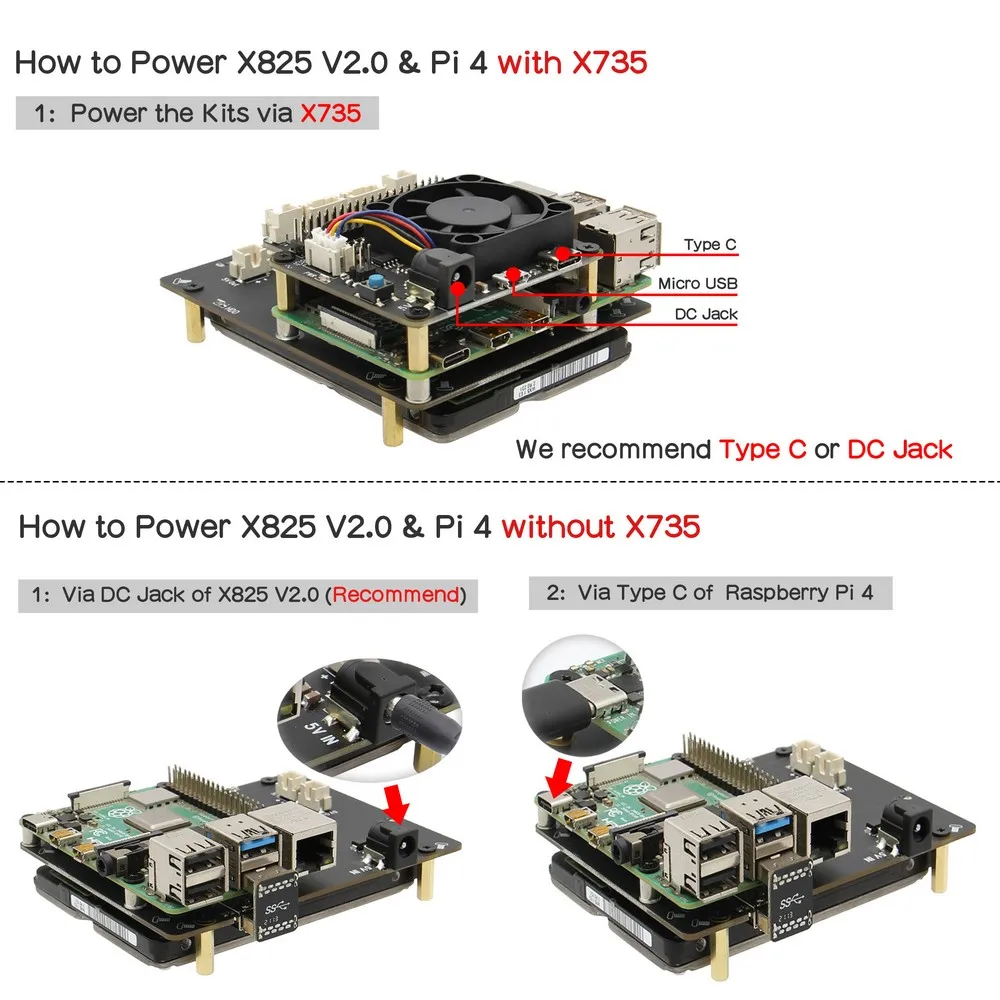 Raspberry Pi 2 5 дюймов жесткого диска SATA HDD/SSD X825 V2.0 доска + X735 с подходящей металлической