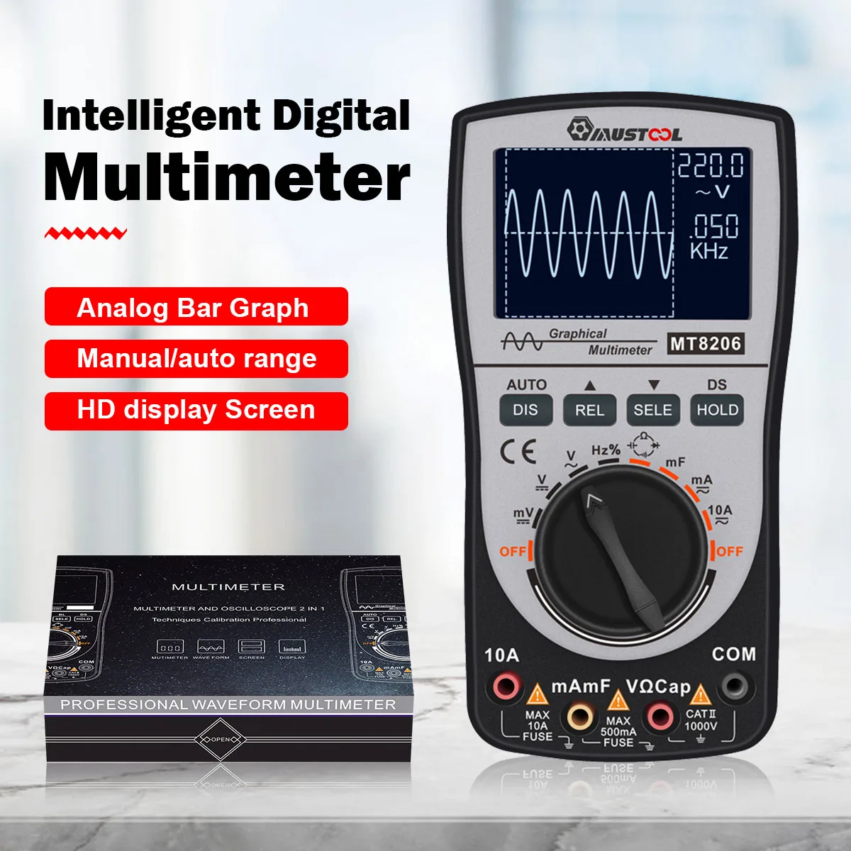 Модернизированный интеллектуальный цифровой осциллограф 2 в 1 MT8206 мультиметр