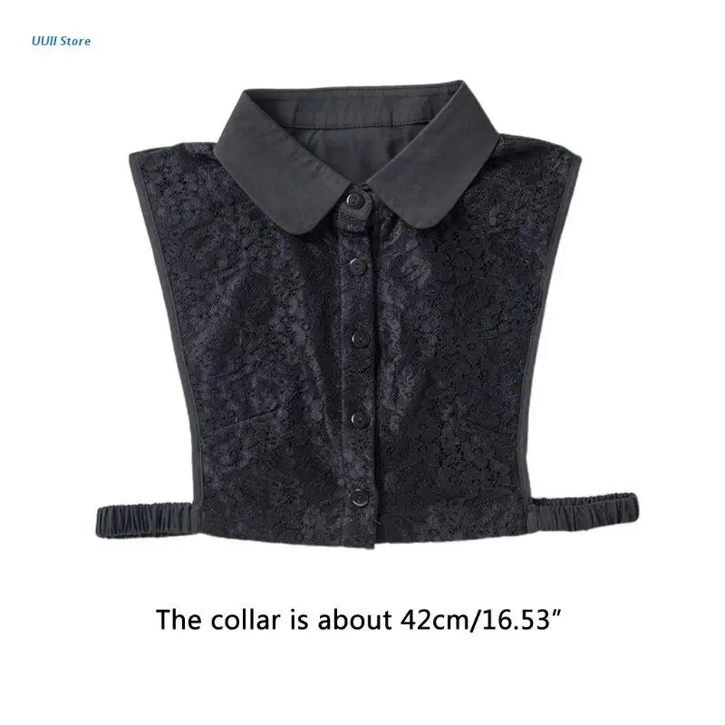 

Ladies Embroidery Floral Lace Fake Collar Round Lapel Vintage Detachable Shirt