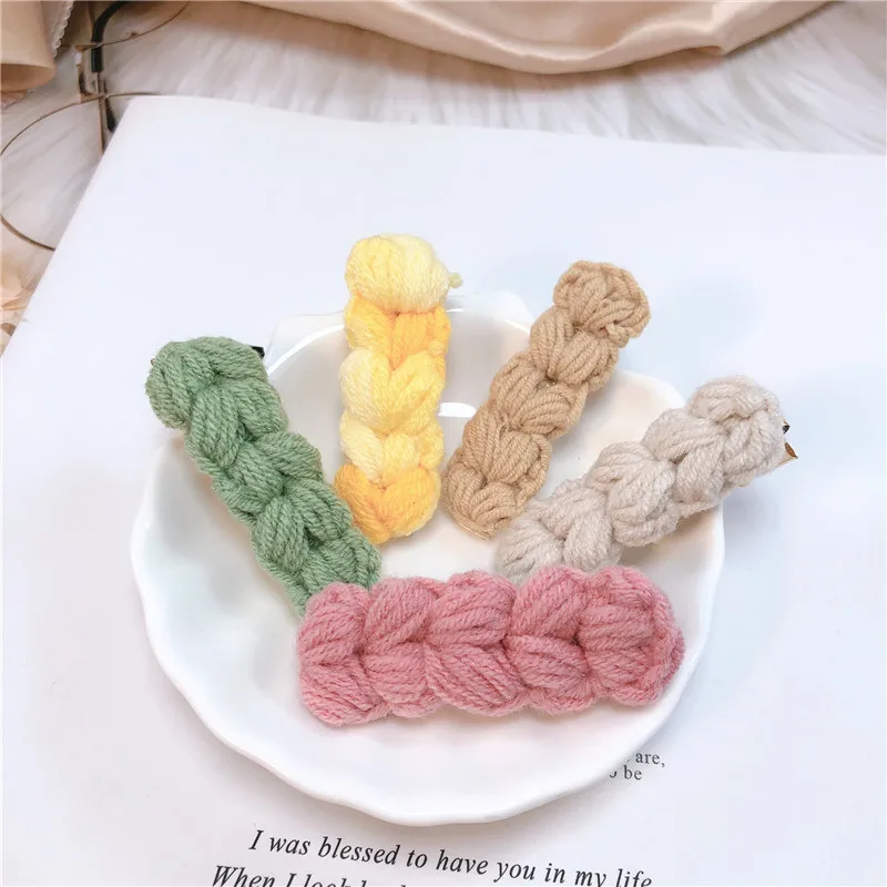 

New Fashion Autumn Winter Color Simple Love Letter Wool Word Clip Hairpins Barrettes for Women Girl Hair Accessories Headdress