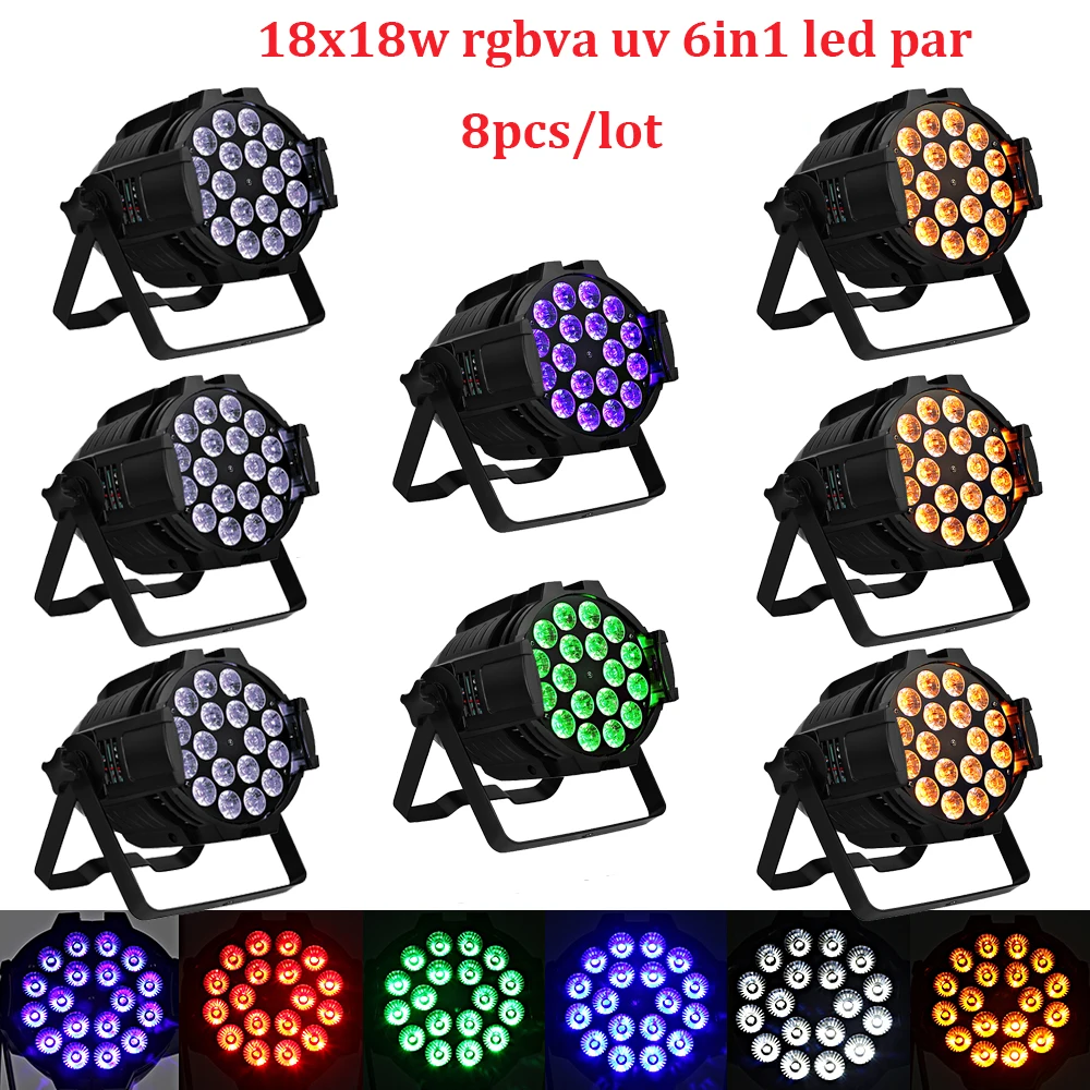 Платный налог 8 шт./партия 18x18 Вт RGBWA UV 6в1 светодиодный Par свет осветитель сцены для